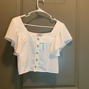 NWT White Button Up Blouse crop top